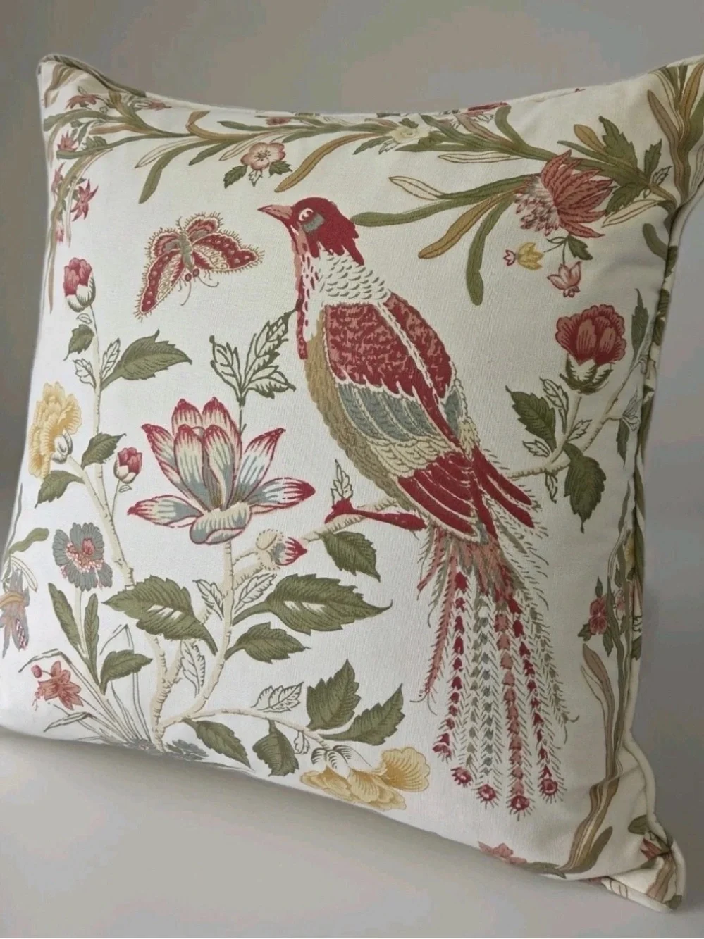 Pottery Barn Nature Jerri Birds Decorative Pillow  Cotton Linen down 20 x 20